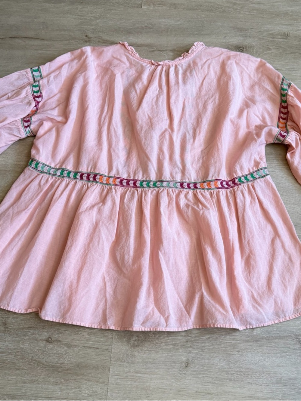 Lucky Brand Boho Embroidered Gauzey Blouse Peach Spring Peasant Top Size 1X - Picture 9 of 11